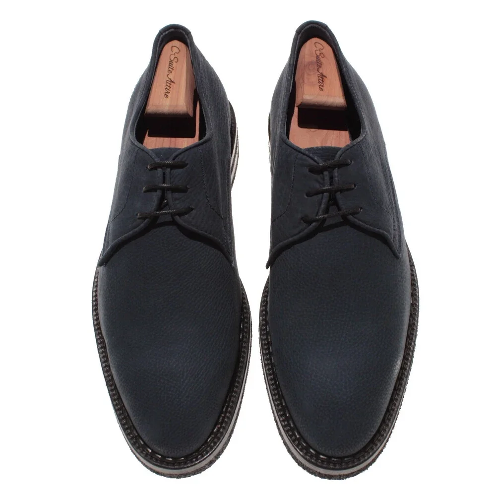 Di Bianco NWD Soverato Lace Up Derby Dress Shoes Size 9 in Navy Blue Leather